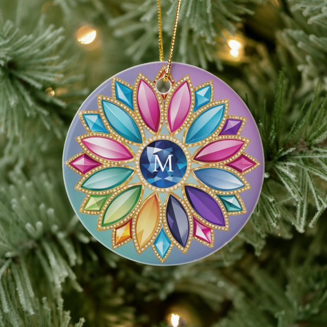 Colourful Flower Jewel Ceramic Ornament (Tree)