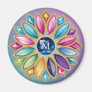Colourful Flower Jewel Magnet