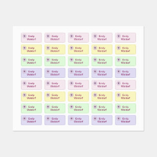 Colourful Flower Kids' Name Clothing School Labels