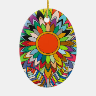 colourful flower mandala yaei design ceramic ornament