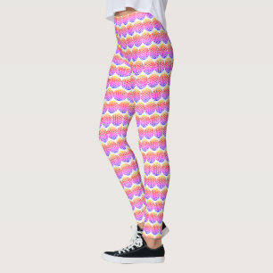 Colourful Flower of Life - pink pattern Leggings