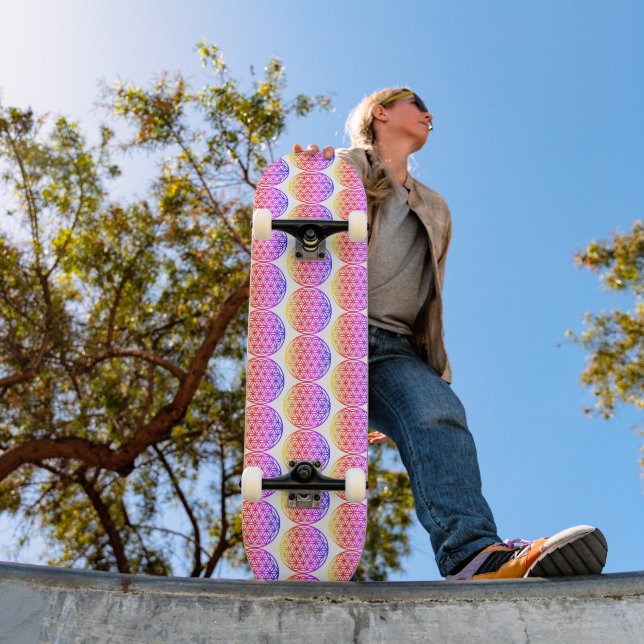 Colourful Flower of Life, zen pattern  Skateboard (Outdoor 1)
