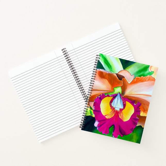 Colourful flower orchid watercolor art notebook (Inside)