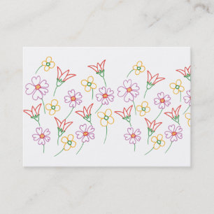 Colourful Flower Outlines Colouring Business Cards