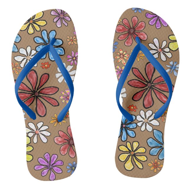 Colourful Flower Pair of Flip Flops (Footbed)