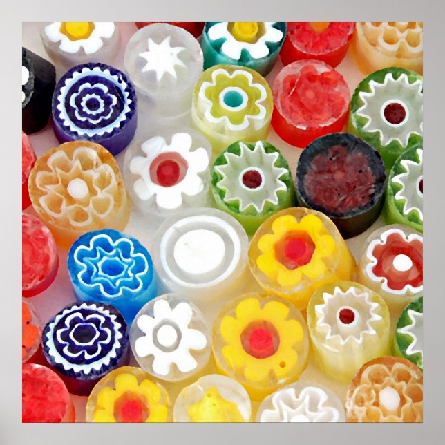 Colourful Flower Party. Large Art Print on Canvas (Front)