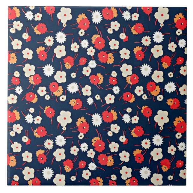 Colourful flower pattern by Charles Goy Tile (Front)