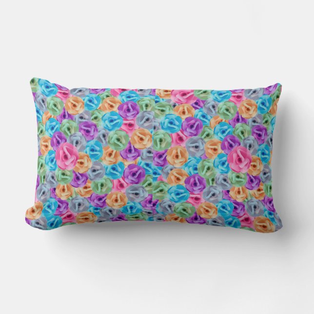 colourful flower pattern lumbar pillow (Front)
