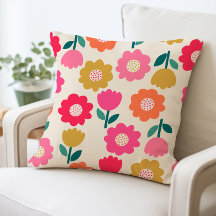 Colourful Flower Pattern Pillow, Decorative Floral