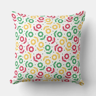 Colourful Flower Pattern Retro Floral Spring Throw Pillow