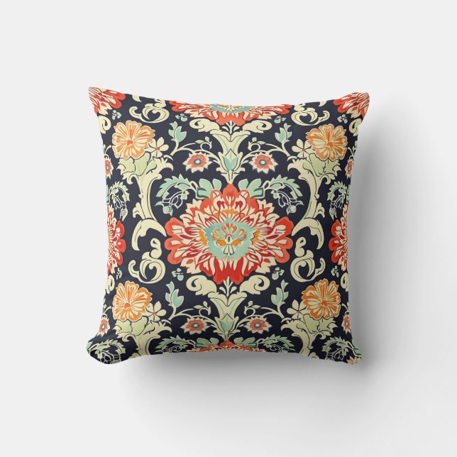 Colourful Flower Pattern Throw Pillow (Front)