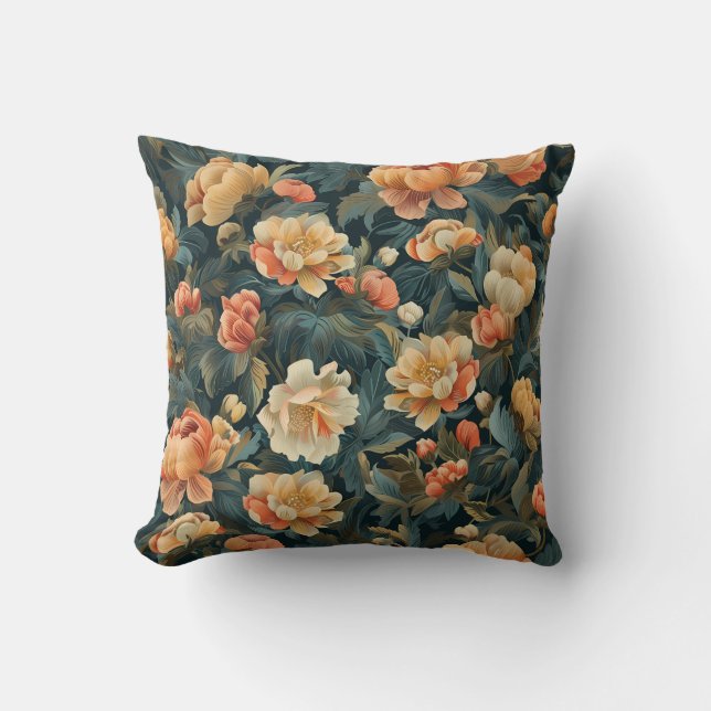 Colourful Flower Pattern Throw Pillow (Front)