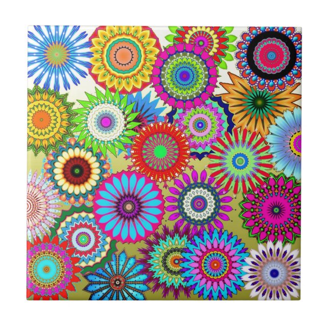Colourful flower pattern tile (Front)
