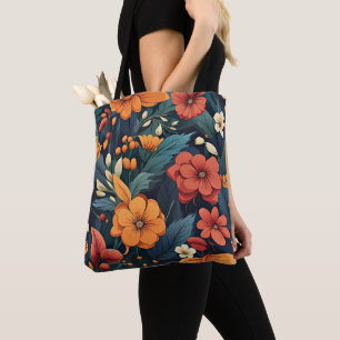 Colourful Flower Pattern Tote Bag