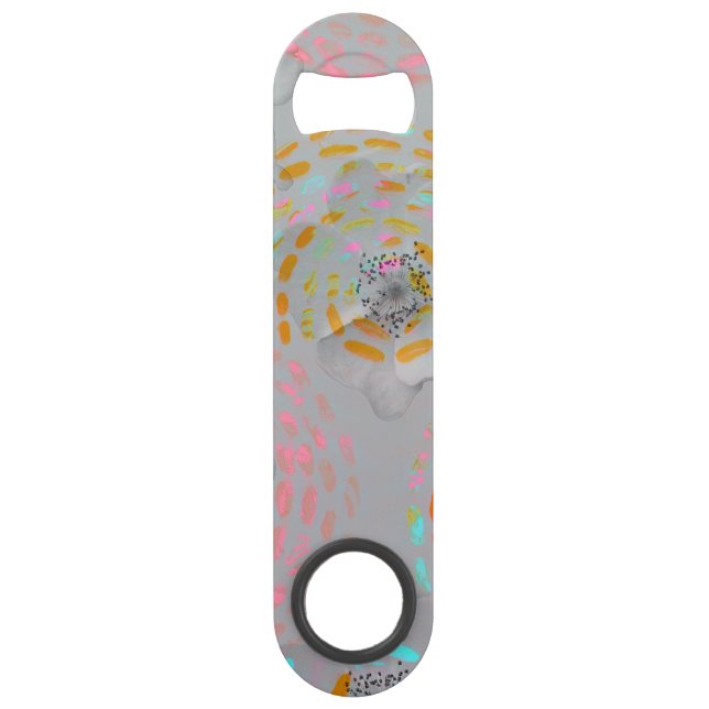 Colourful flower pattern with dotted graphic lines bar key (Front)