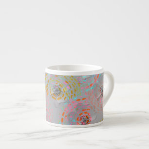 Colourful flower pattern with dotted graphic lines espresso cup