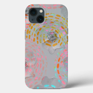 Colourful flower pattern with dotted graphic lines iPhone 13 case