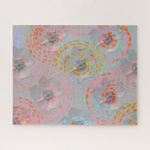 Colourful flower pattern with dotted graphic lines jigsaw puzzle