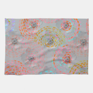 Colourful flower pattern with dotted graphic lines kitchen towel