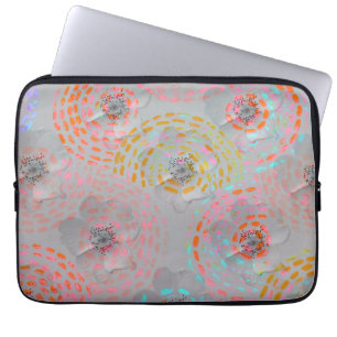 Colourful flower pattern with dotted graphic lines laptop sleeve
