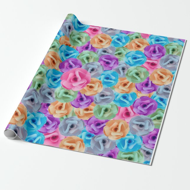 colourful flower pattern wrapping paper (Unrolled)