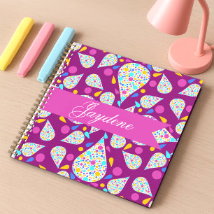 Colourful Flower Petals And Dots Purple Pink  Notebook