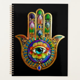Colourful Flower Petals Turquoise Third Eye Hamsa Planner