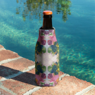 Colourful Flower Petals Watercolor Pattern Paintin Bottle Cooler