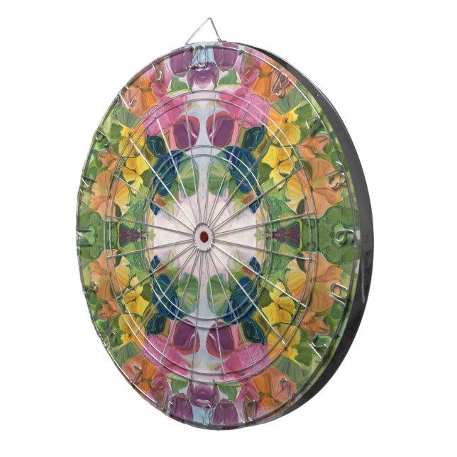 Colourful Flower Petals Watercolor Pattern Paintin Dartboard (Front Right)