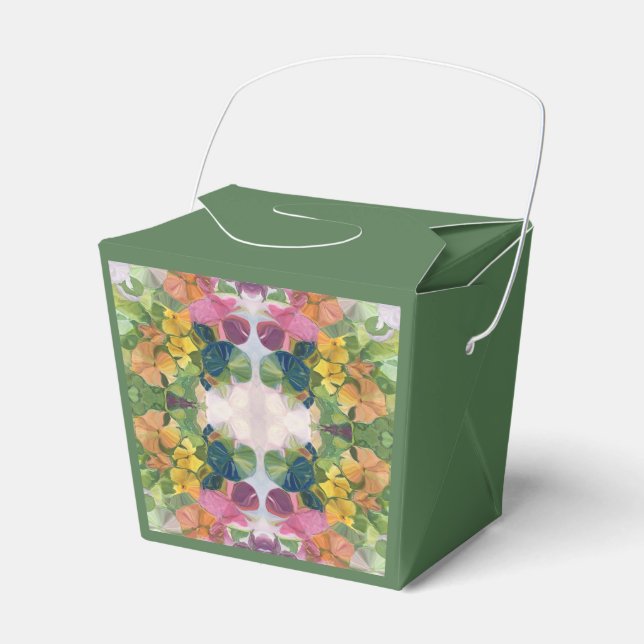 Colourful Flower Petals Watercolor Pattern Paintin Favor Box (Front Side)