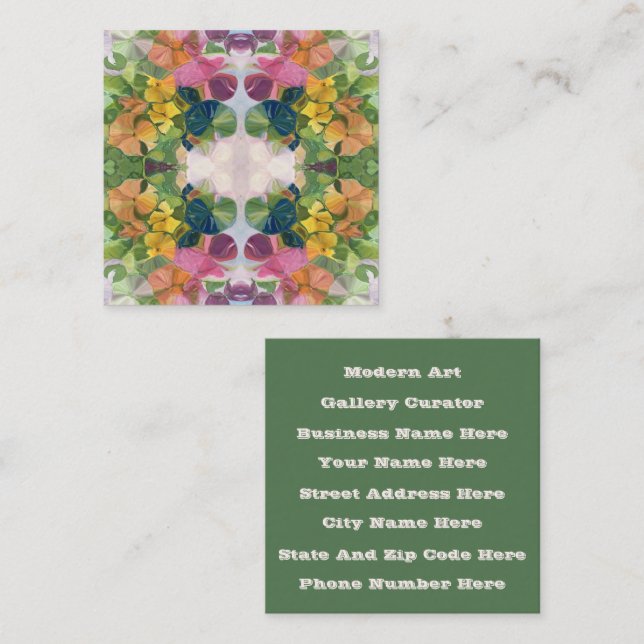 Colourful Flower Petals Watercolor Pattern Paintin Square Business Card (Front/Back)