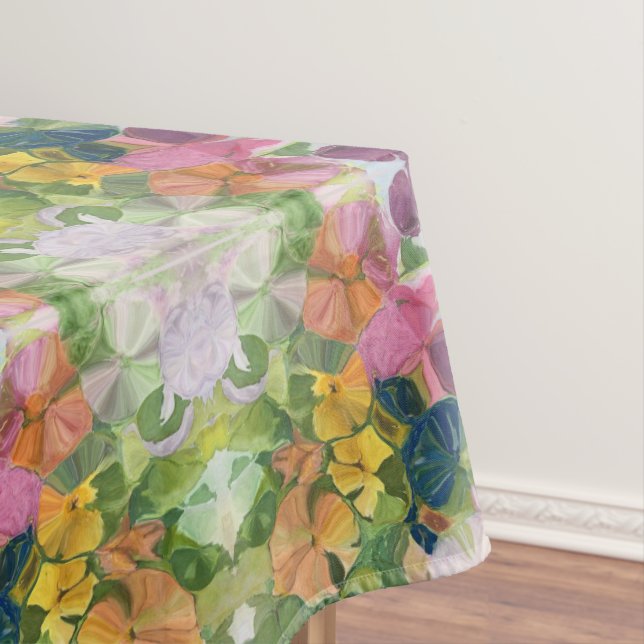 Colourful Flower Petals Watercolor Pattern Paintin Tablecloth (In Situ)