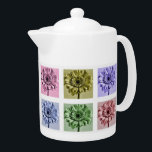 Colourful Flower Pop Art Pattern<br><div class="desc">Pop art style Gerbera flower pattern in pastel colours on teapot.</div>