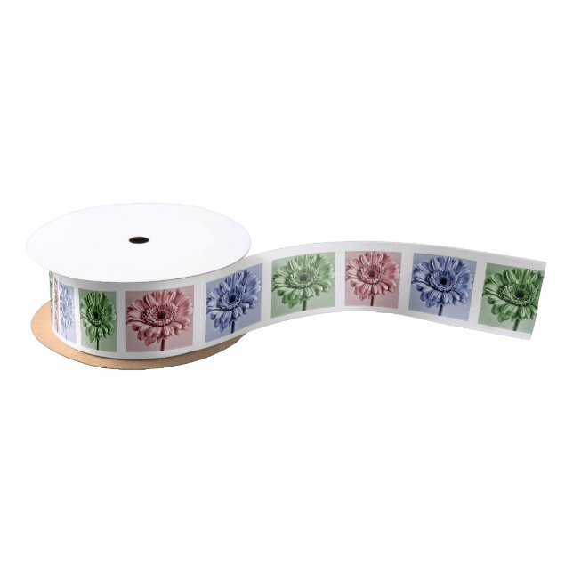 Colourful Flower Pop Art Pattern Satin Ribbon (Spool)