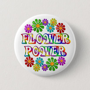 Colourful Flower Power 2 Inch Round Button
