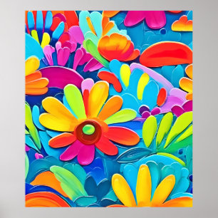 Colourful Flower Power Painting Poster