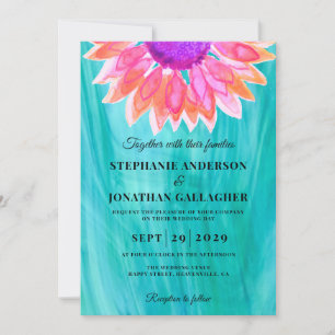 Colourful Flower QR Code Wedding Invitation