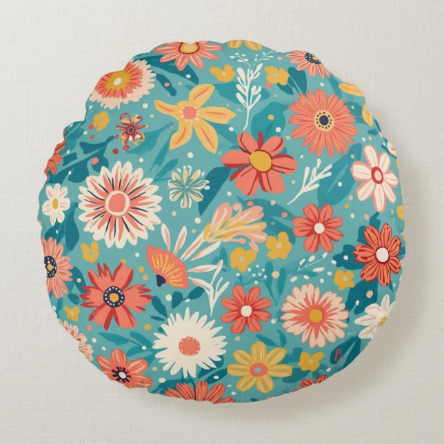 Colourful Flower Shape Throw Pillow Case (Front)