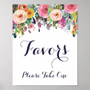 Colourful Flower Shower Favours Please Take One Si Poster