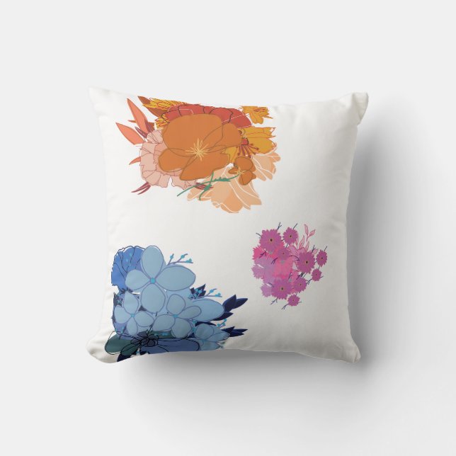 Colourful Flower  Throw Pillow (Front)