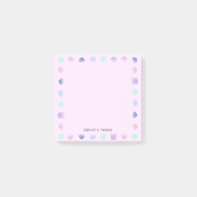 Colourful Flower watercolor Personalized name Post-it Notes (Front)