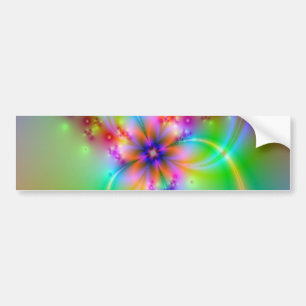 Colourful Flower With Ribbons Bumper Sticker