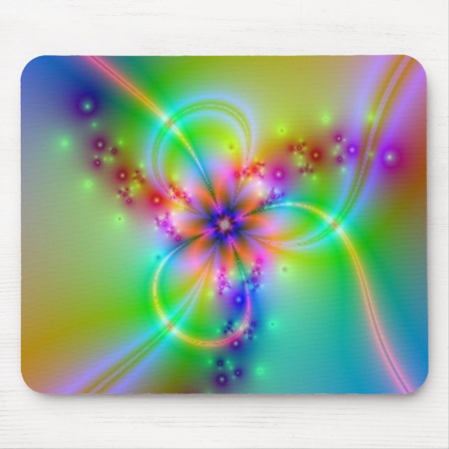 Colourful Flower With Ribbons Mouse Pad (Front)