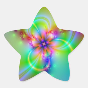 Colourful Flower With Ribbons Star Sticker