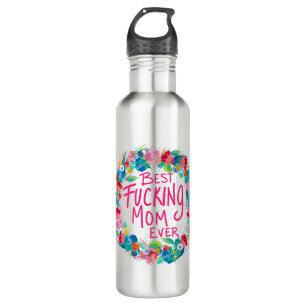 Colourful Flower Wreath Best F*cking Mom Ever 710 Ml Water Bottle