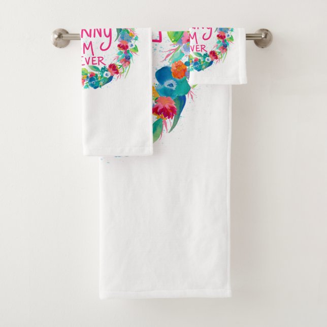 Colourful Flower Wreath Best F*cking Mom Ever Bath Towel Set (Insitu)