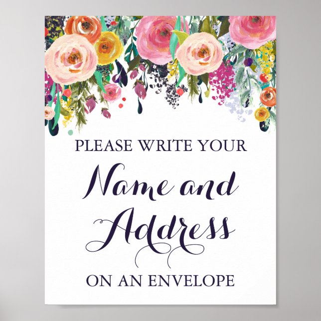 Colourful Flower Write Your Name Address Envelope Poster (Front)