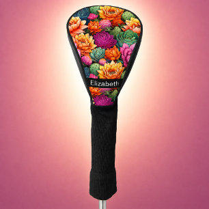 Colourful Flowering Cactus Personalized Golf Head Cover