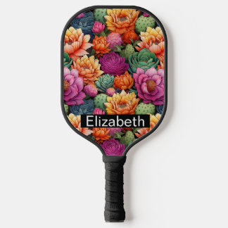 Colourful Flowering Cactus Personalized Pickleball Paddle