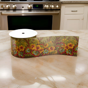 Colourful Flowering Nasturtiums Berries Cake Box Satin Ribbon